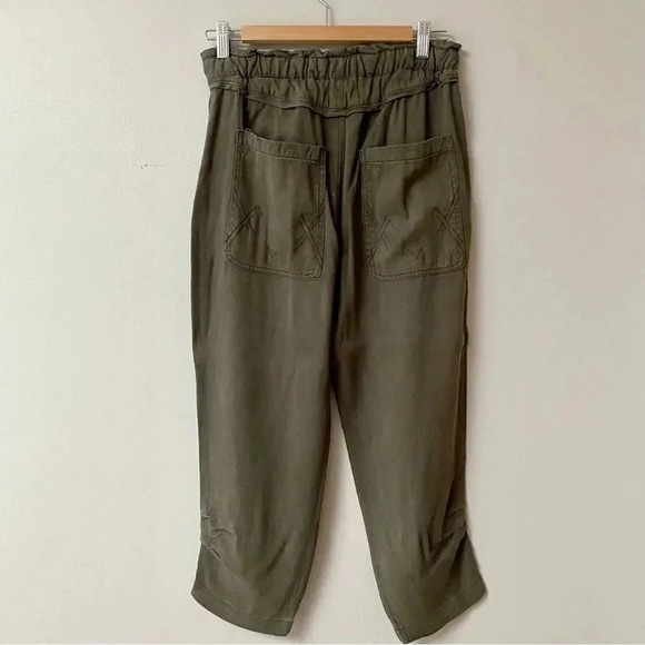 McGuire Olive Green Paperbag Crop Pants Tencel Blend High Rise Size 27 - Picture 6 of 12
